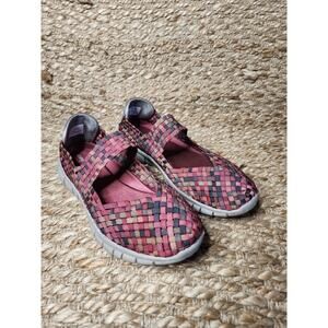 New Comfortview Stretch Woven Maroon Multicolor Slip On Shoes Women's 8.5 M